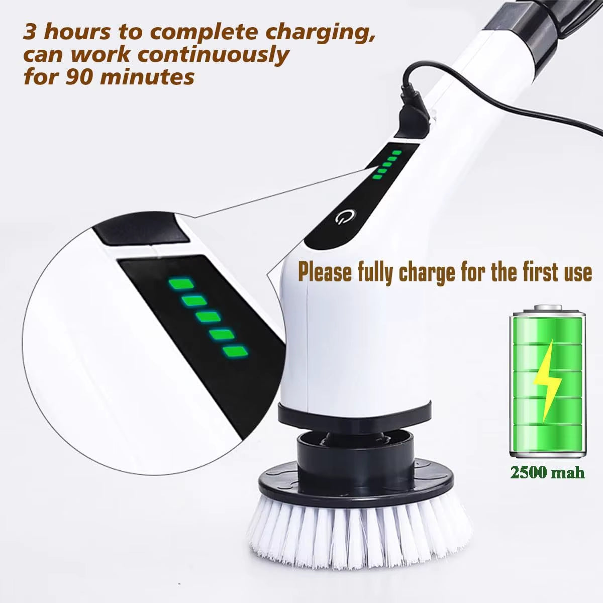 Household Cordless Spin Scrubber Kitchen Gadgets Hair Brushes Bathroom Broom Toilet Mops Electric Multipurpose Cleaning Brush