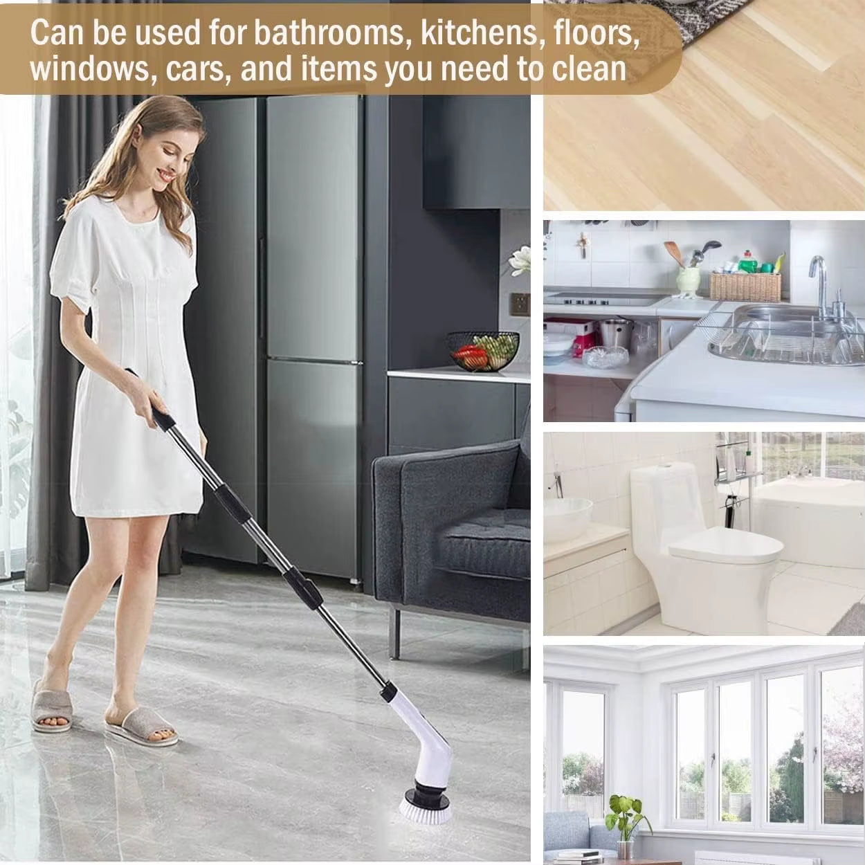 Household Cordless Spin Scrubber Kitchen Gadgets Hair Brushes Bathroom Broom Toilet Mops Electric Multipurpose Cleaning Brush